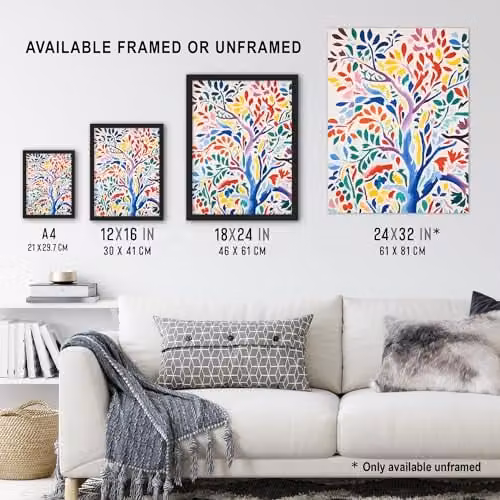 Artery8 Henri Matisse Style Tree Unframed Multi Coloured Nature Wall Art Paper Poster W/H: 30.5 x 40.5 cm – 3