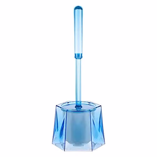 Orsina Blue and White Freestanding Acrylic Toilet Brush and Toilet Roll Holder Set, W/D/H: 13 x 37 x 15 cm – 1