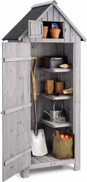 Christow Modern Pent Wood Tall Cabinet in Grey
