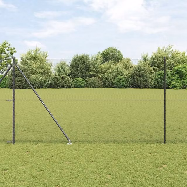 Berkfield Home Grey Powder-Coated Steel and PVC Hexagon Fence, H: 160 cm x W: 10 m – 1