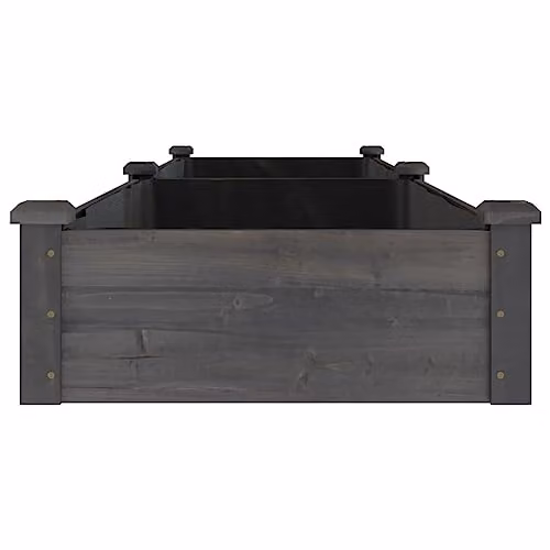 vidaXL Grey Wooden Raised Bed with Liner, W: 240 cm, D: 60 cm, H: 25 cm – 5