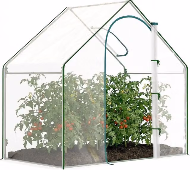 Outsunny White PVC and Steel Frame Walk In Greenhouse with Zipped Door and Window, W/D/H: 180 x 100 x 168 cm