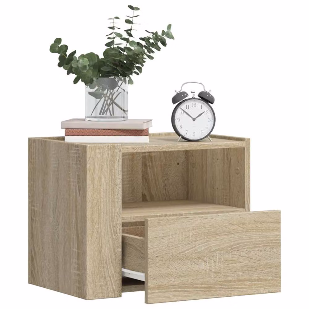 Berkfield Home Wall-mounted Bedside Cabinet in Sonoma Oak Tan, W: 45 cm, D: 30 cm, H: 35 cm – 2