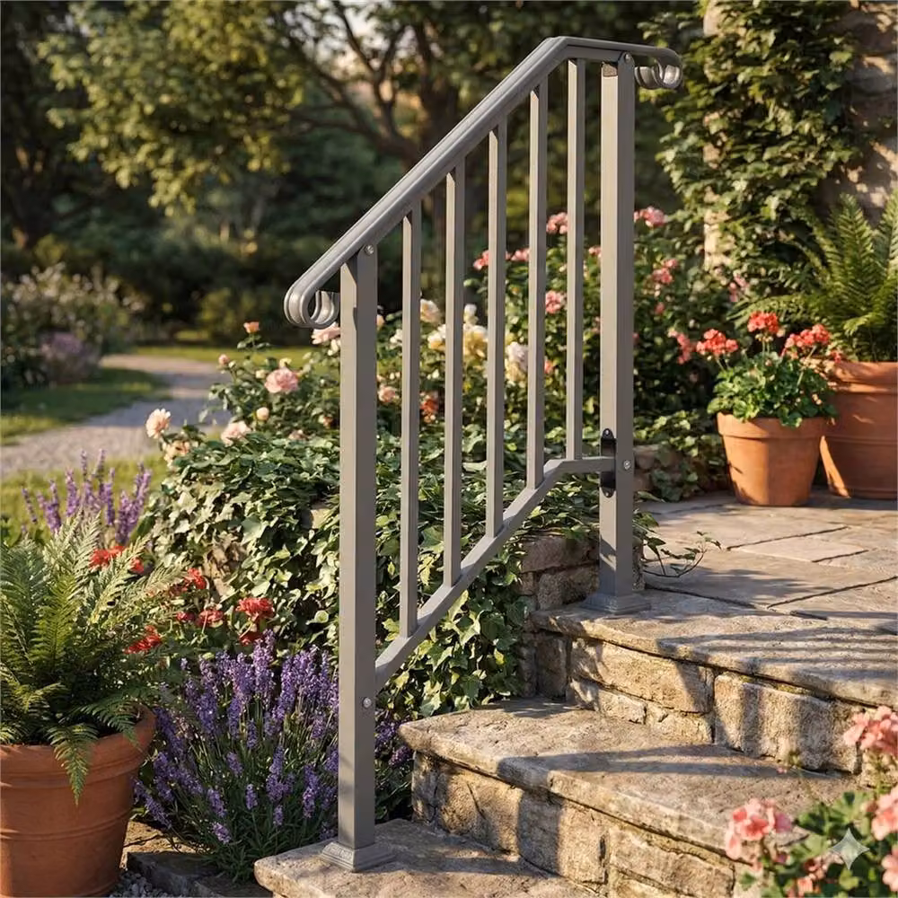 SPETLEK Grey Iron Anti-Slip Round Step Handrail W: 52 cm, L: 1000 cm – 5