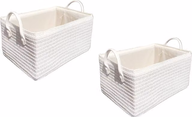 Topfurnishing White Baby Nursery Storage Basket with Handles