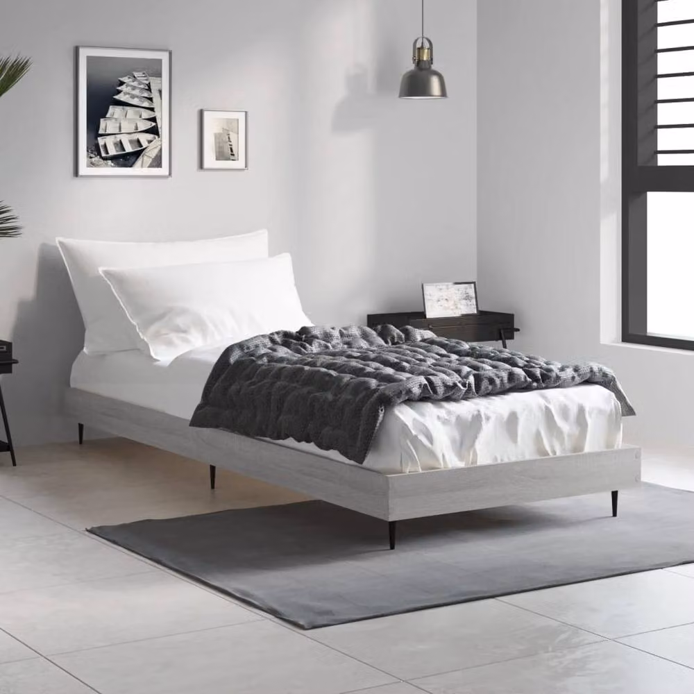 Berkfield Home Durable Small Single Bed Frame in Grey Sonoma, W/D/H: 75 x 190 x 20 cm – 2