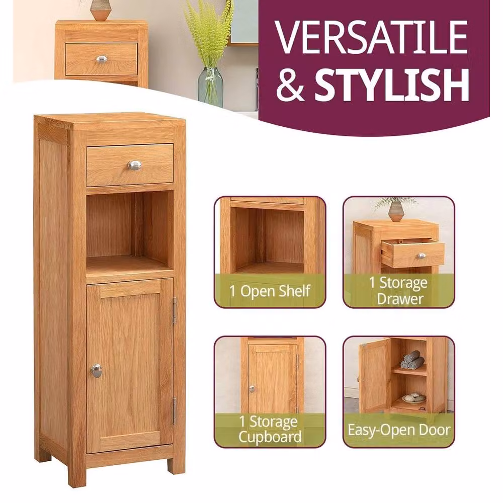 FORGEVIO Scandinavian Style Bathroom and Hallway Storage Cabinet in Light Oak – 6