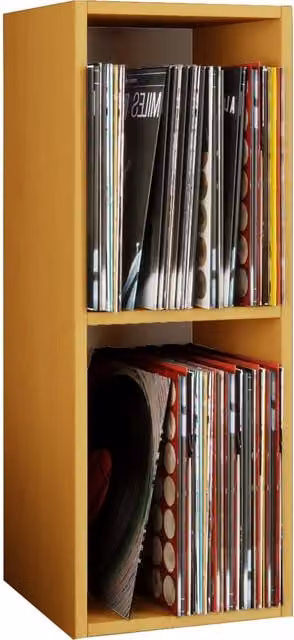 VCM Records LP Stand Shelf Platto 2f in Light Oak with 2 Media Compartments, W/D/H: 72.0 x 34.0 x 30.0 cm
