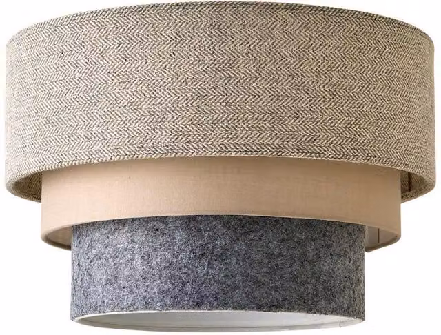 ValueLights Aztec 3 Tier Herringbone Fabric Ceiling Light Shade in Grey and White