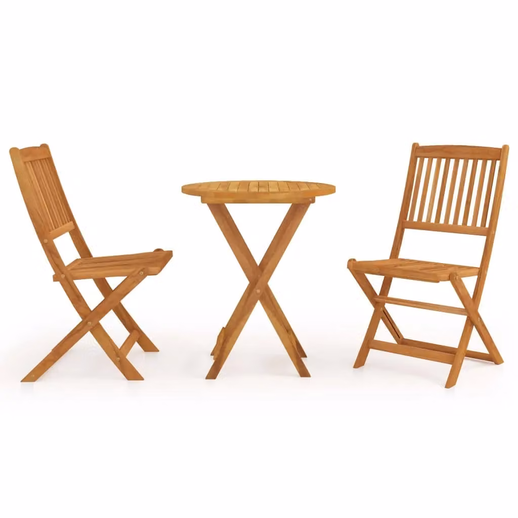 Berkfield Home 3 Piece Folding Garden Dining Set in Brown Solid Oiled Acacia Wood – 2