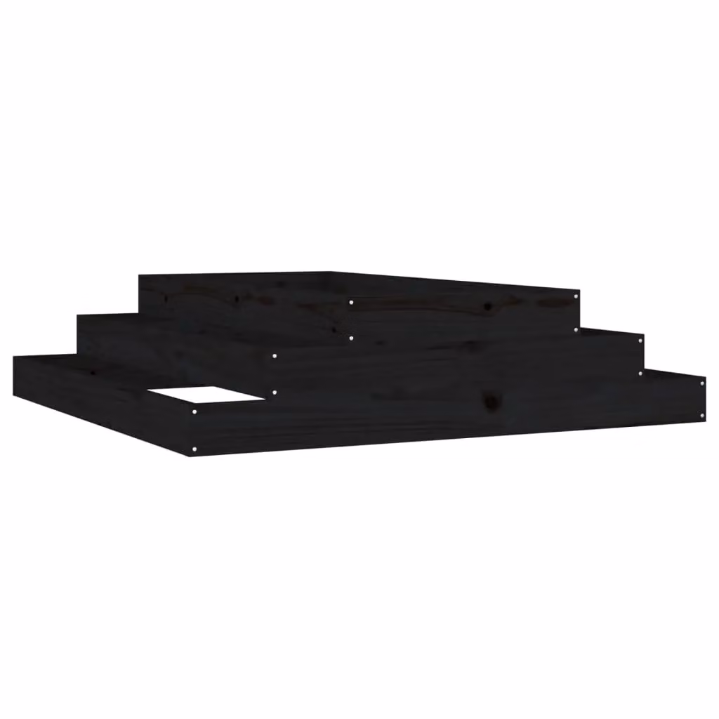 Berkfield Home Black Wooden Raised Bed Planter W: 110 cm, D: 110 cm, H: 27 cm – 2
