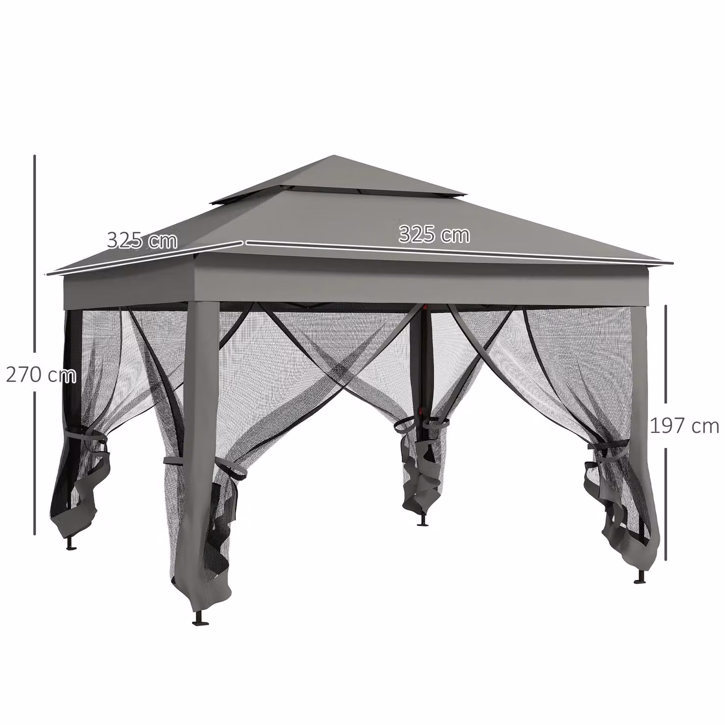 OUTSUNNY Heavy Duty Pop Up Folding Garden Gazebo Tent in Dark Grey – 3