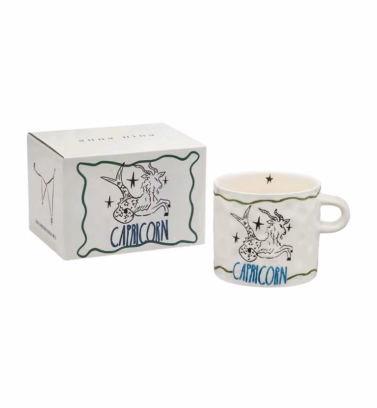 Anna + Nina Zodiac Capricorn Stoneware Tea Mug, White, 500 ml