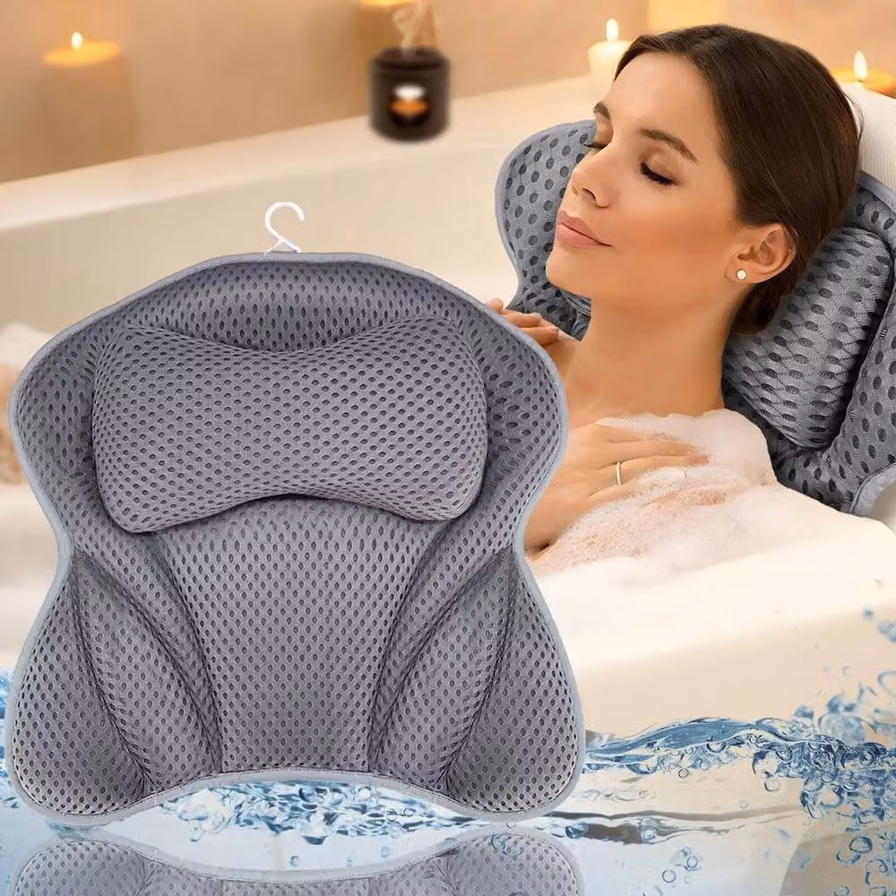 FLAVORA Grey Luxury Bathroom Spa Bath Pillow – 2
