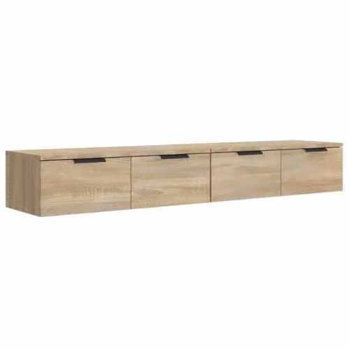 vidaXL Set of 2 Wall-Mounted Cabinets in Brown MDF, W/D/H: 68 x 30 x 20 cm – 1