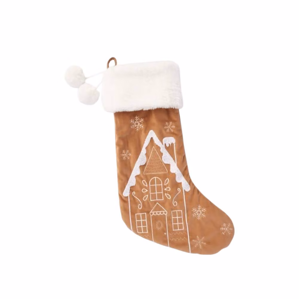 Garden Greatness Brown Velvet Hanging Gingerbread Christmas Stocking – 2