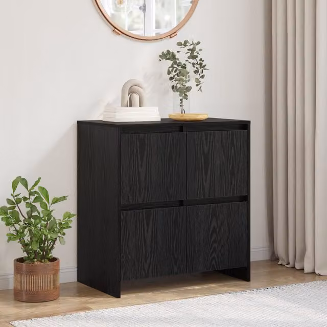 Berkfield Home Black Oak Sideboard with Door, W/D/H: 70 x 41 x 75 cm