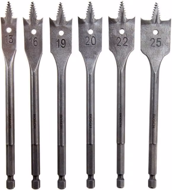 Bosch Silver Self Drilling Flat Drill Bit Set, Pack of 6 – 1