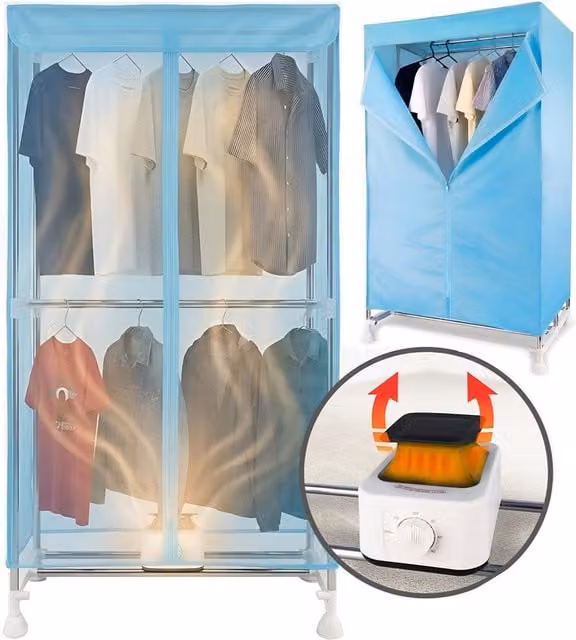 Gr8 Home Heated Electric Clothes Airer Wardrobe Dryer Rack 1500W 10kg Capacity in Blue