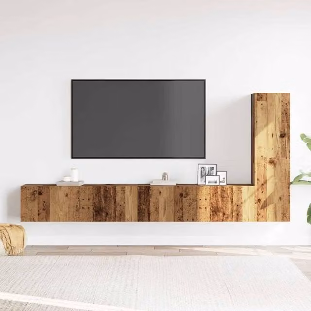 Berkfield Home Classic 3 Piece Wall-Mounted TV Cabinet Set in Brown and Multicolour Engineered Wood
