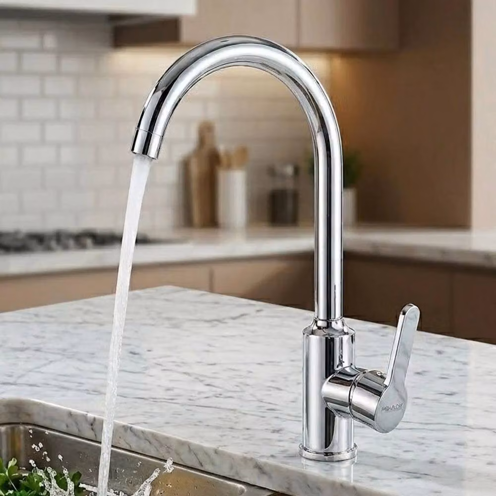 EONLION Single Lever Kitchen Mixer Tap with Swivel Spout in Silver Chrome – 3