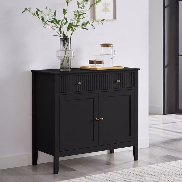 Melody Maison Hales Black Two Door Two Drawer Sideboard with Gold Details