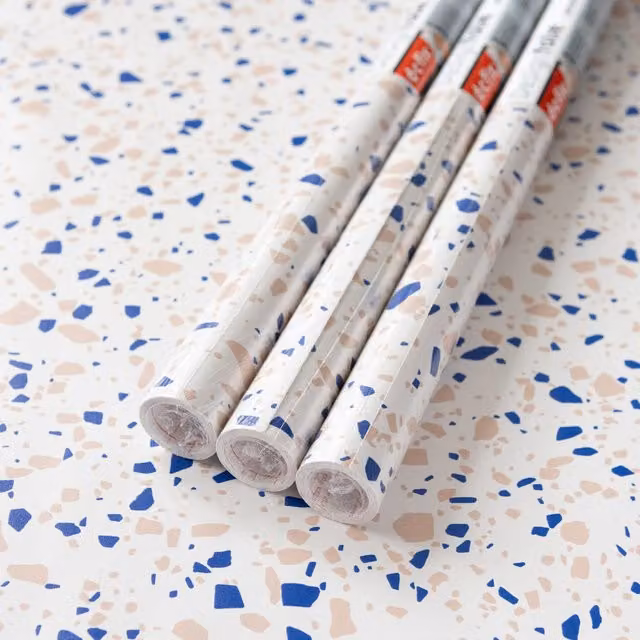 dc fix Terrazzo Blue Self Adhesive Vinyl Wrap for Worktops and Furniture, Pack of 3, W: 67.5 cm x L: 2 m