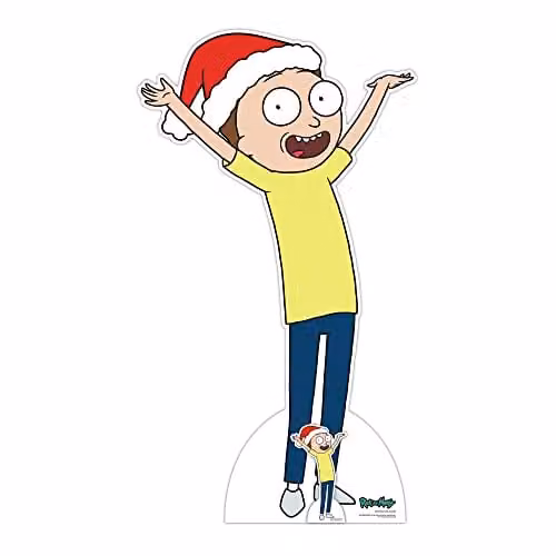 Star Cutouts SC4179 Morty Smith Happy Christmas Rick & Morty Lifesize Cardboard Cutout, Multicolour, H 160 cm x W 90 cm x D 1 cm