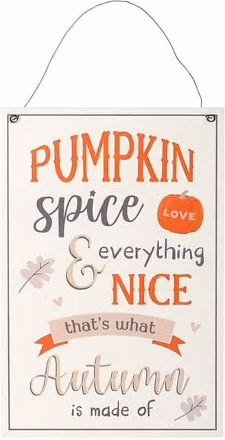 KDMK Orange Pumpkin Spice Autumn Hanging Sign, 30 cm