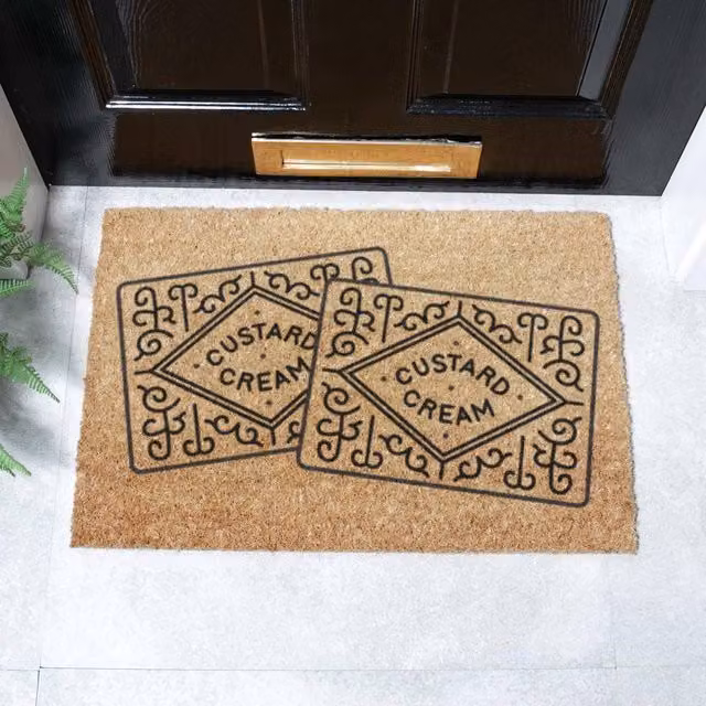 Artsy Mats Two Custard Creams Coir Doormat, Brown, W: 60 cm, D: 40 cm – 1