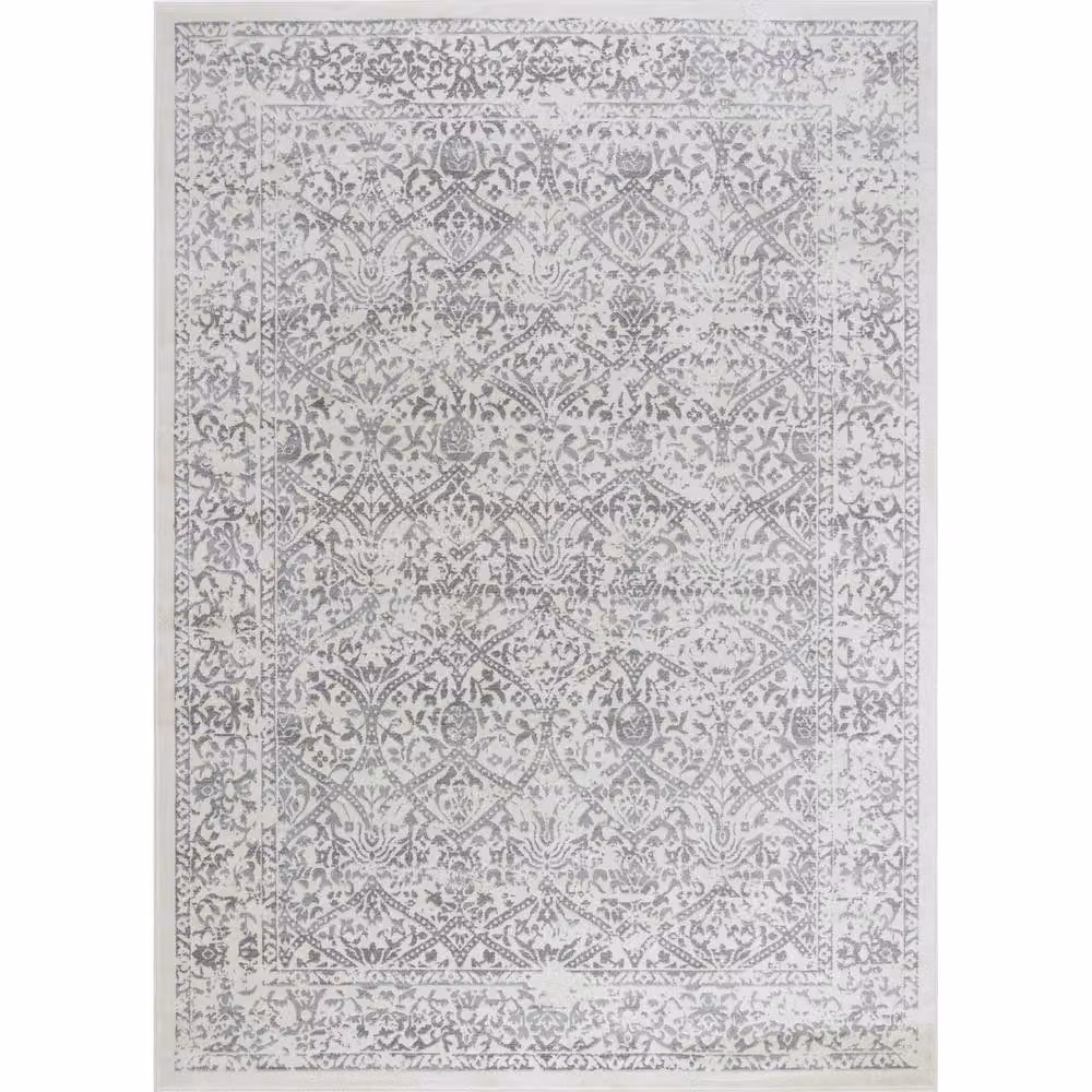 Livabliss Roma Vintage Boho Rug in White and Grey, W x W: 200 x 200 cm – 2
