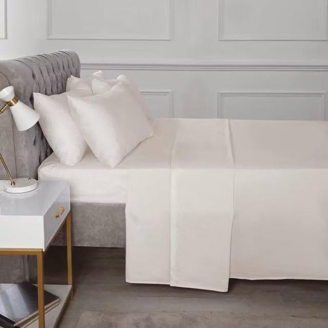 HomeSpace Direct Single Percale Fitted Sheet, White, W/D/H: 90 x 190 x 25 cm