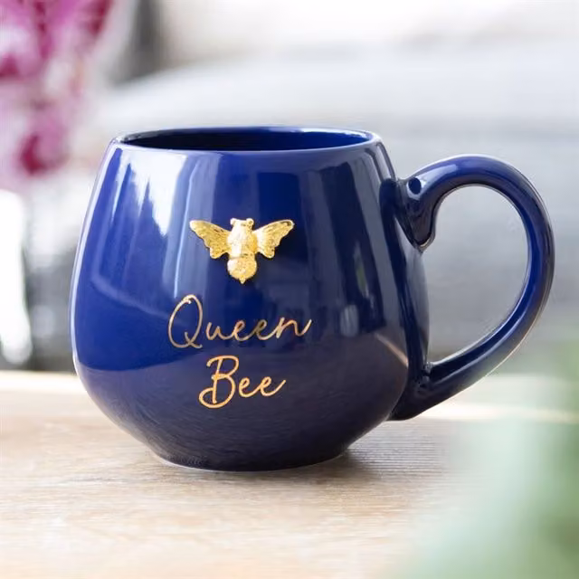 Gloriously Good Queen Bee Mug in Navy and Gold Gift Box