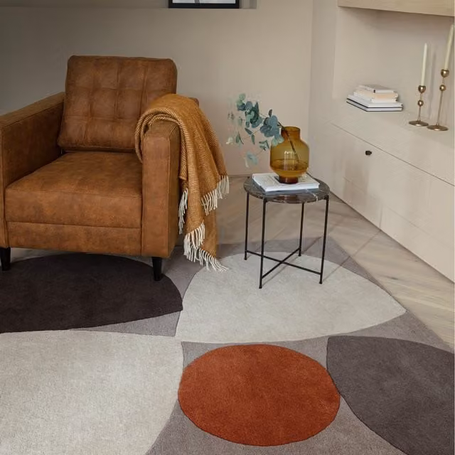 Furniturebox UK Jenson Grey Pebble Shapes Rug, Multicolour, W: 170 cm x D: 120 cm