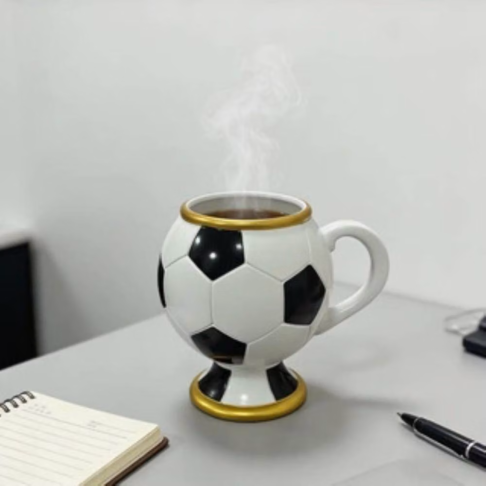 Quipulse 3D Football Mug in White, Stainless Steel and Resin – 4