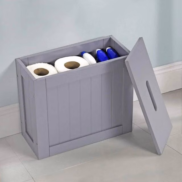 VOGREX Slimline Shaker Toilet Cleaning Tidy Box in Matt Grey – 1