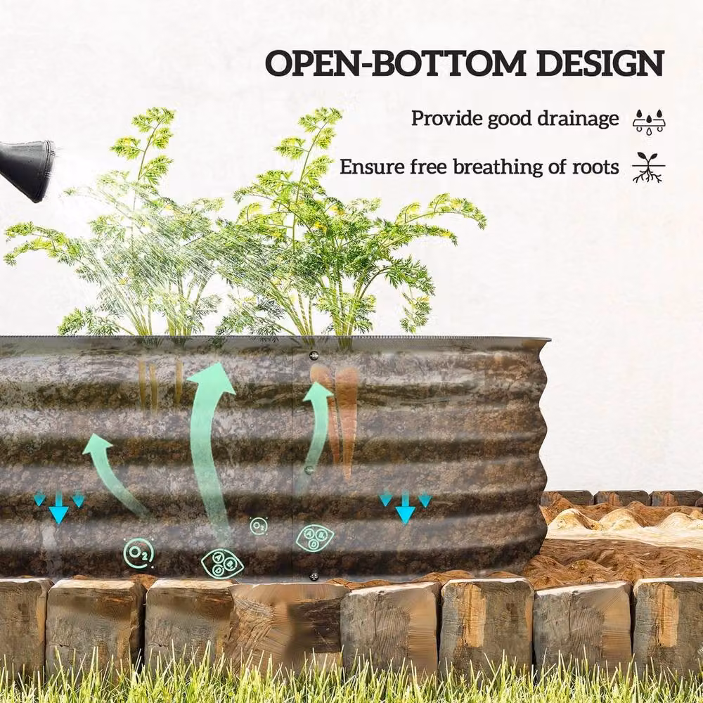SPETLEK Black Galvanised Steel Raised Garden Bed Planter Box – 3