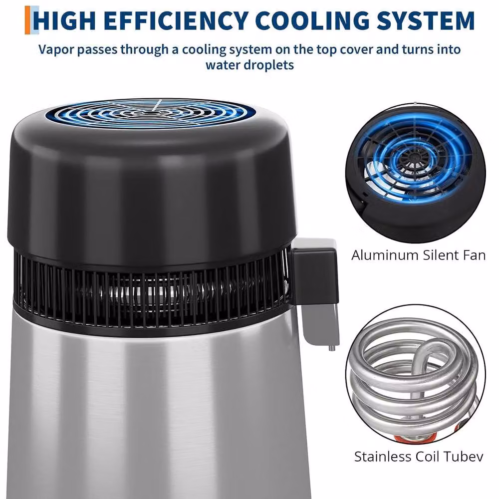 London Boutique 4L Stainless Steel Water Distiller 750W in Silver – 4