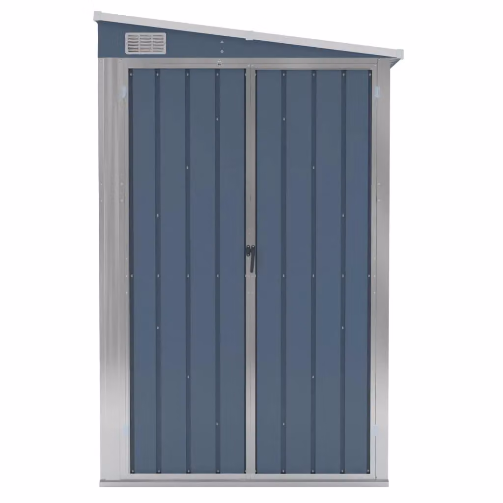 Berkfield Home Wall-mounted Lean-to Garden Shed in Grey Galvanised Steel, W/D/H: 118 x 194 x 178 cm – 3