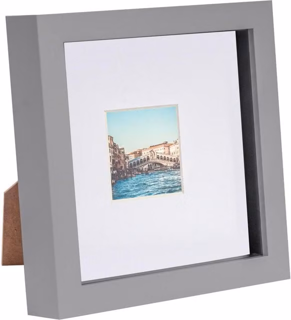 Nicola Spring Single Square 3D Box Photo Frame in Grey and White, W/D/H: 15.24 x 15.24 x 15.24 cm