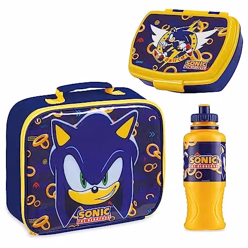 Get Trend Sonic the Hedgehog 3 Piece Insulated Lunch Set with 430ml Water Bottle, Multicolour