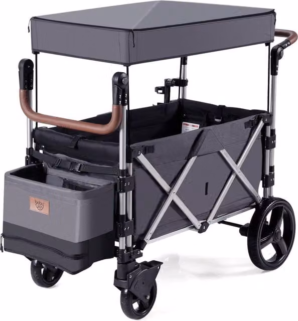 COSTWAY Push Pull Stroller Wagon with Adjustable Handle Bar in Grey