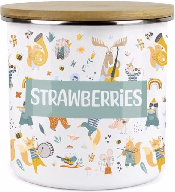 Purely Home Musical Animals Childrens Mini Snack Pot in Blue and Multicolour Enamel