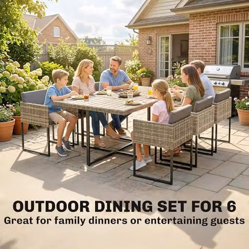 Outsunny 7 Piece Rattan Garden Furniture Set with Cushions in Brown – 3