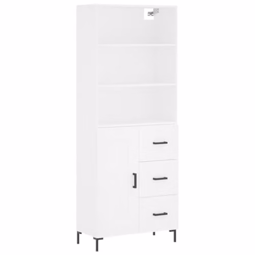 vidaXL Industrial Style Highboard Sideboard in White, featuring Drawers and Shelves for your Living Room or Home Office, W/D/H: 180 x 42.67 x 34 cm – 1