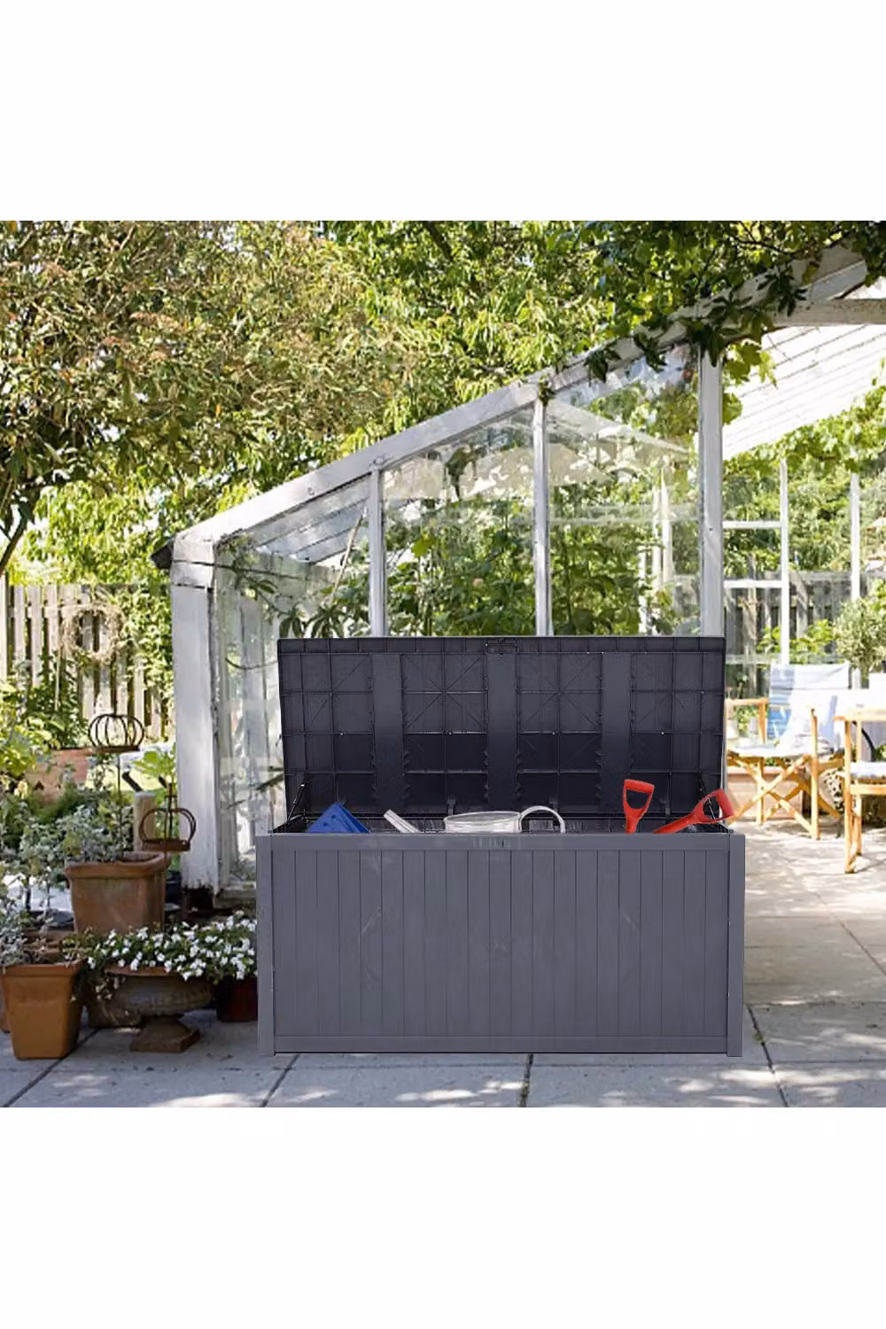 Living and Home Grey Waterproof Outdoor Garden Storage Box, 430L – 2