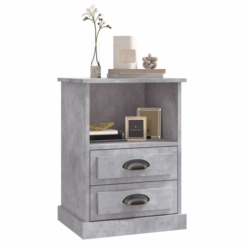 Berkfield Home Set of 2 Bedside Cabinets in Concrete Grey, W/D/H: 43 x 36 x 60 cm – 3