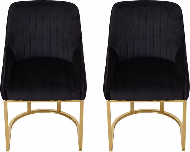 Garden Sanctuary Set of 2 Modern Black Velvet Upholstered Dining Chairs with Metal Cantilever Base – 1
