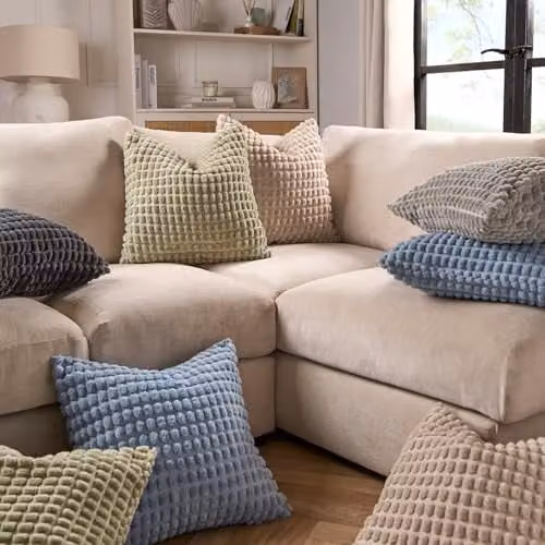 OHS Pack of 4 Bobble Textured Square Cushion Covers in Grey, W/H: 45 x 45 cm – 4