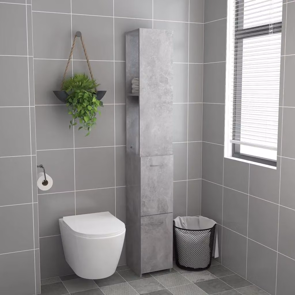 Berkfield Home Modern Freestanding Bathroom Cabinet in Concrete Grey, W/D/H: 25 x 26.5 x 170 cm – 2